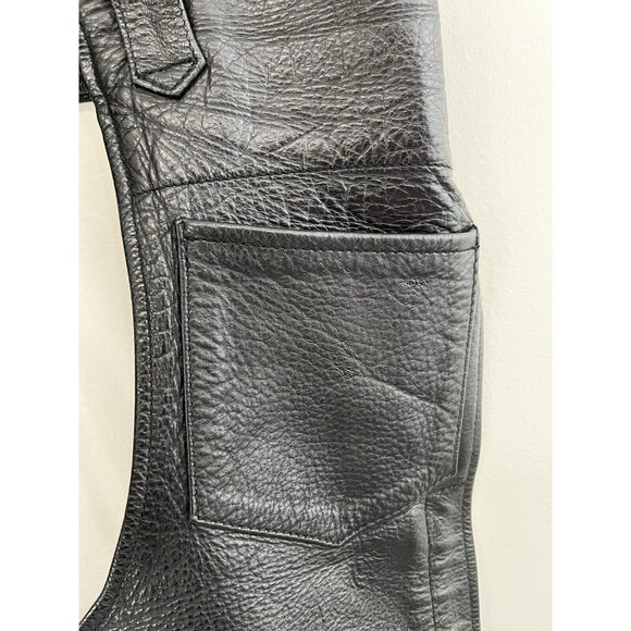 First Manufacturing Co Rally Riding Chaps FMC Black leather Biker Adj waist Med - Picture 5 of 10